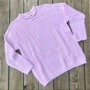 Vintage 80s 90s Pink Roll Neck Oversized Sweater